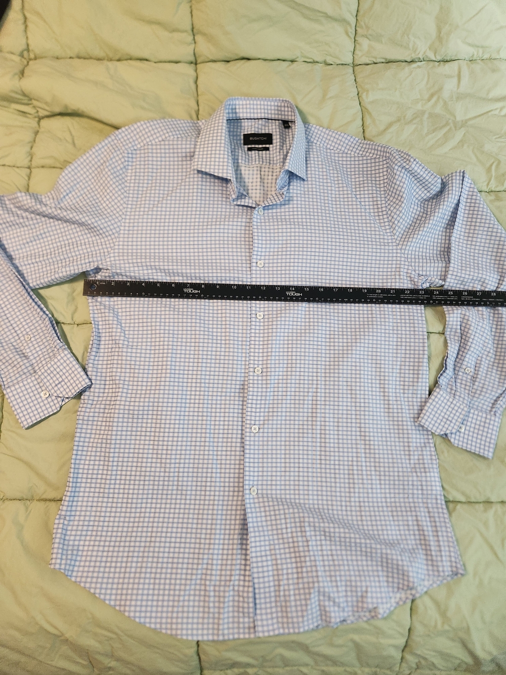 Bugatchi Men’s Light Blue Check Dress Shirt